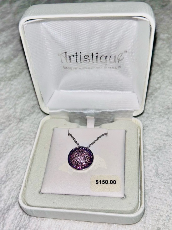 Artistique Jewelry - New in gift box purple Swarvoski crystal pendant necklace sterling silver 18"